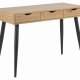 ACT NORDIC Neptun skrivebord i finer - natur papir vild eg/sort, m. 3 skuffer (110x50)