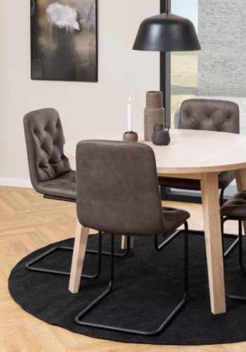 ACT NORDIC A-Line spisebord, m. udtrk, rund - hvidpigmenteret egefinér (120)