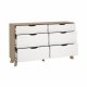 TVILUM Ikast Doppelkommode 6 Schubladen, Jackson Hickory/Weiß, 155,7 x 39,8 x 92,2 cm