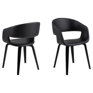 ACT NORDIC Nova spisebordsstol, m. armln - sort PU og sort egefinér