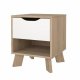 TVILUM Ikast Nachttisch 1 Schublade, Jackson Hickory / Weiß, 40,2 x 39,8 x 47,4 cm