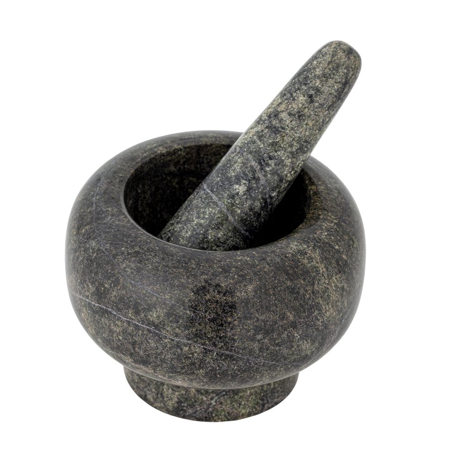 BLOOMINGVILLE Arazo Morter & Pestle, Grnn, Marmor (M: D12,5xH9 cm, P: D3xH12,5 cm)