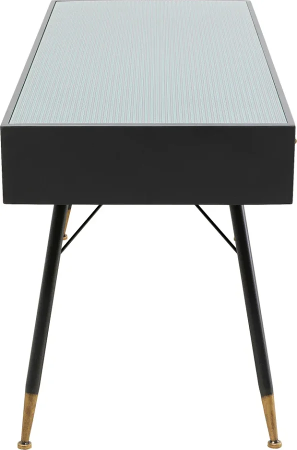 KARE DESIGN La Gomera skrivebord, m. 2 skuffer - klar glas og sort MDF/stl (140x60)