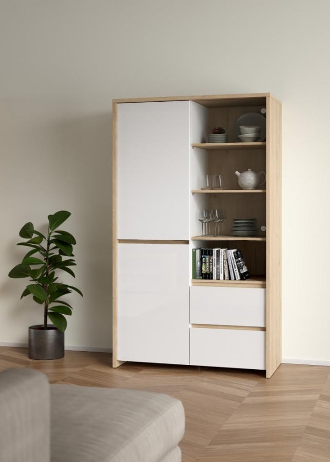 TVILUM Next Vitrine 1 Tür + 1 Glastür + 2 Schubladen