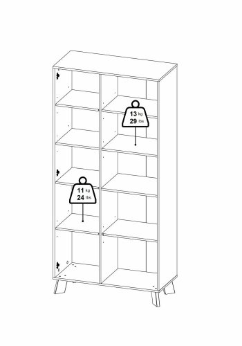 TVILUM Ikast Porzellanschrank 2 Türen, Jackson Hickory/Weiß, 88,7 x 39,8 x 188,2 cm