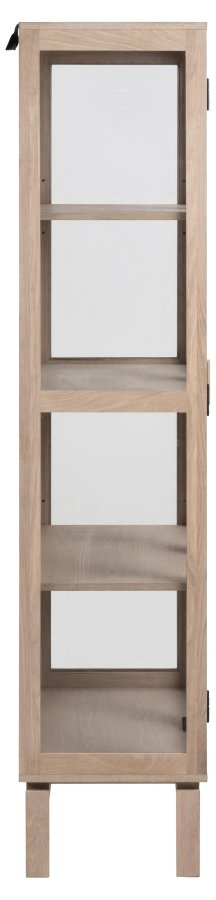 ACT NORDIC Linley vitrineskab, m. 2 glaslger og 3 hylder - hvidpigmenteret egefinér og eg