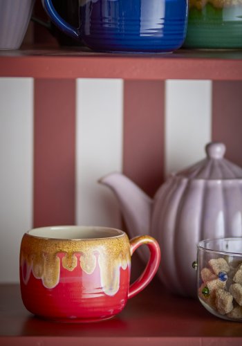 BLOOMINGVILLE Sheen Becher, Rot, Steingut (D10,5xH8 cm, 4er-Set)