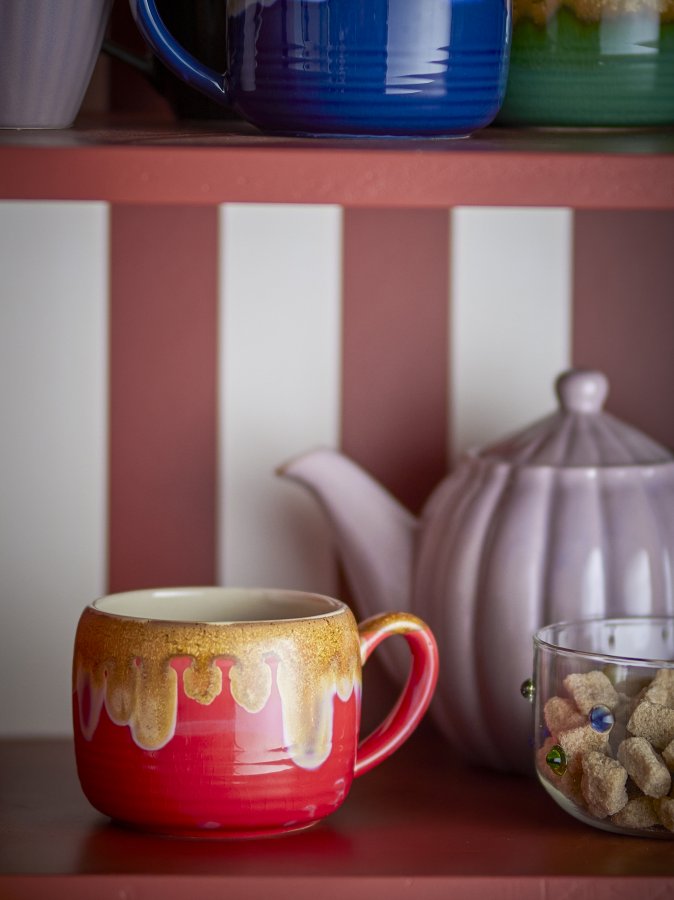 BLOOMINGVILLE Sheen Becher, Rot, Steingut (D10,5xH8 cm, 4er-Set)