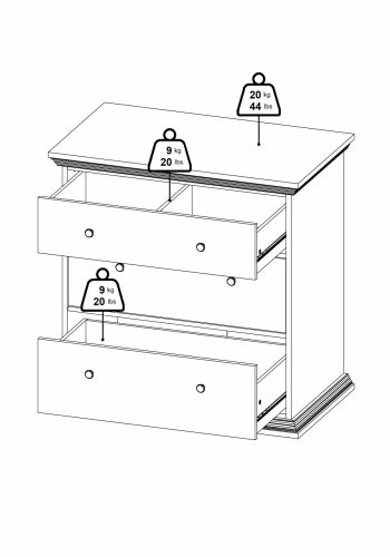 TVILUM North Kommode med 3 skuffer, Hvid, 86,3 x 51,6 x 88,2 cm