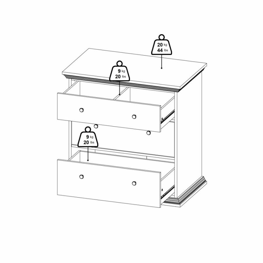 TVILUM North Kommode med 3 skuffer, Hvid, 86,3 x 51,6 x 88,2 cm