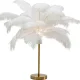 KARE DESIGN Feather Palm bordlampe - hvit strutsefjr og messingstl