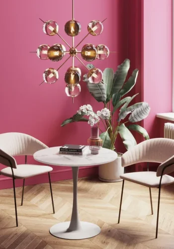 KARE DESIGN Schickeria spisebord, rund - hvid marmorlook laminat og hvid stl (80)