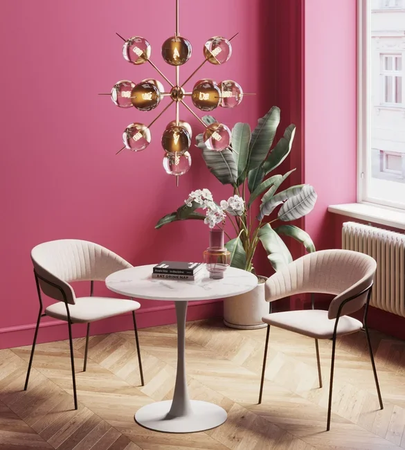 KARE DESIGN Schickeria spisebord, rund - hvid marmorlook laminat og hvid stl (80)