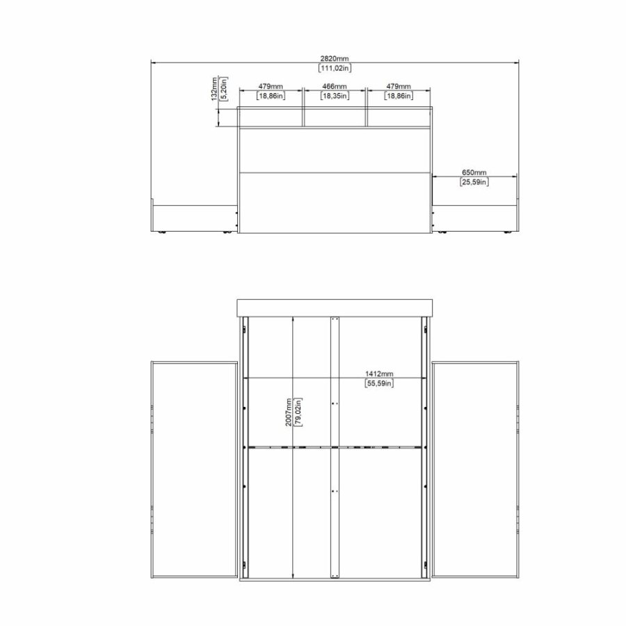 TVILUM Ikast Bett mit 2 Schubladen 140x200, Jackson Hickory / Weiß, 149,8 x 216 x 96,8 cm
