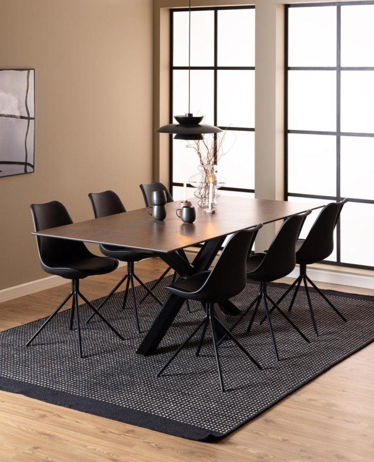 ACT NORDIC Heaven spisebord, rektangulrt - rustbrun keramikk og sort stl (200x100)