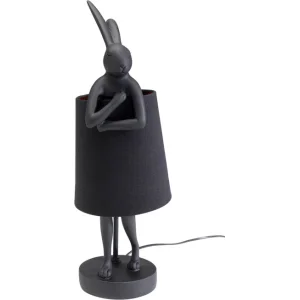 KARE DESIGN Animal Rabbit bordslampa - svart linne och mattsvart polyresin/stl (H:50cm)