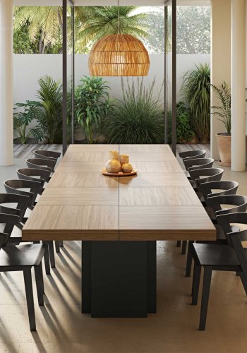 TEMAHOME Dusk Spisebord - 150x150 cm, Valn�d/Sort, Kvadratisk
