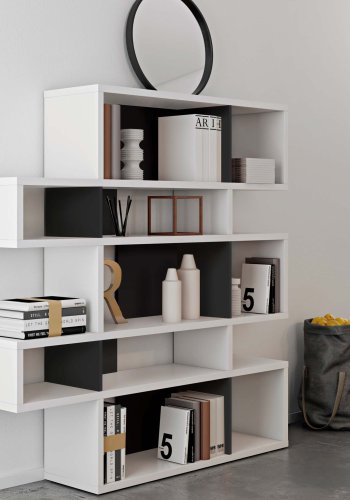 TEMAHOME London Bokhylla 002 - Vit/Svart - 156 x 160 cm