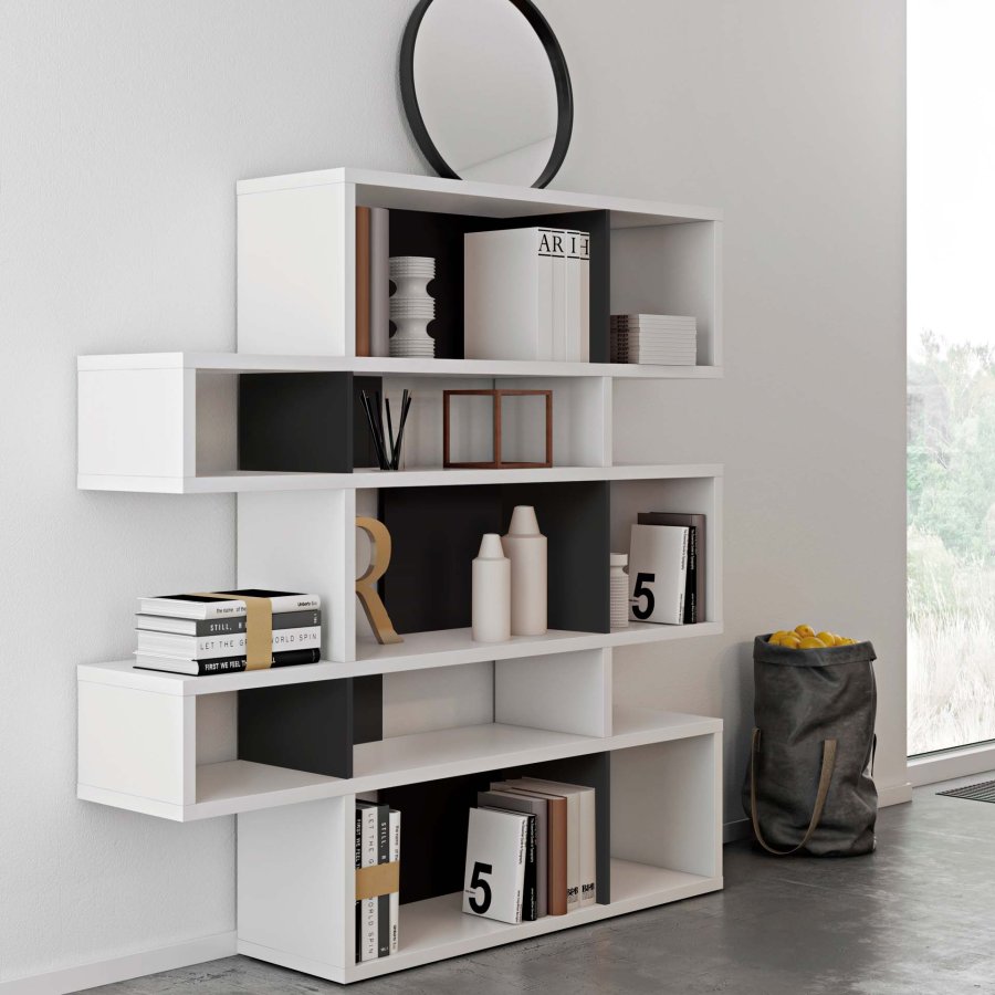 TEMAHOME London Bokhylla 002 - Vit/Svart - 156 x 160 cm