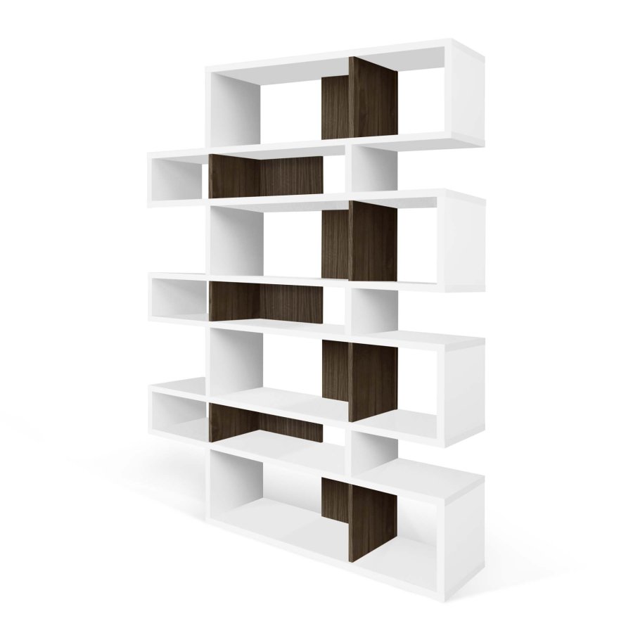 TEMAHOME London Bokhylla 003 - Vit/Valn&ouml;t, 155x220 cm