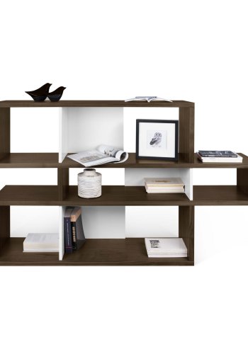 TEMAHOME London Bookcase 001 - Vit/Valn&ouml;t, 156x100x34 cm