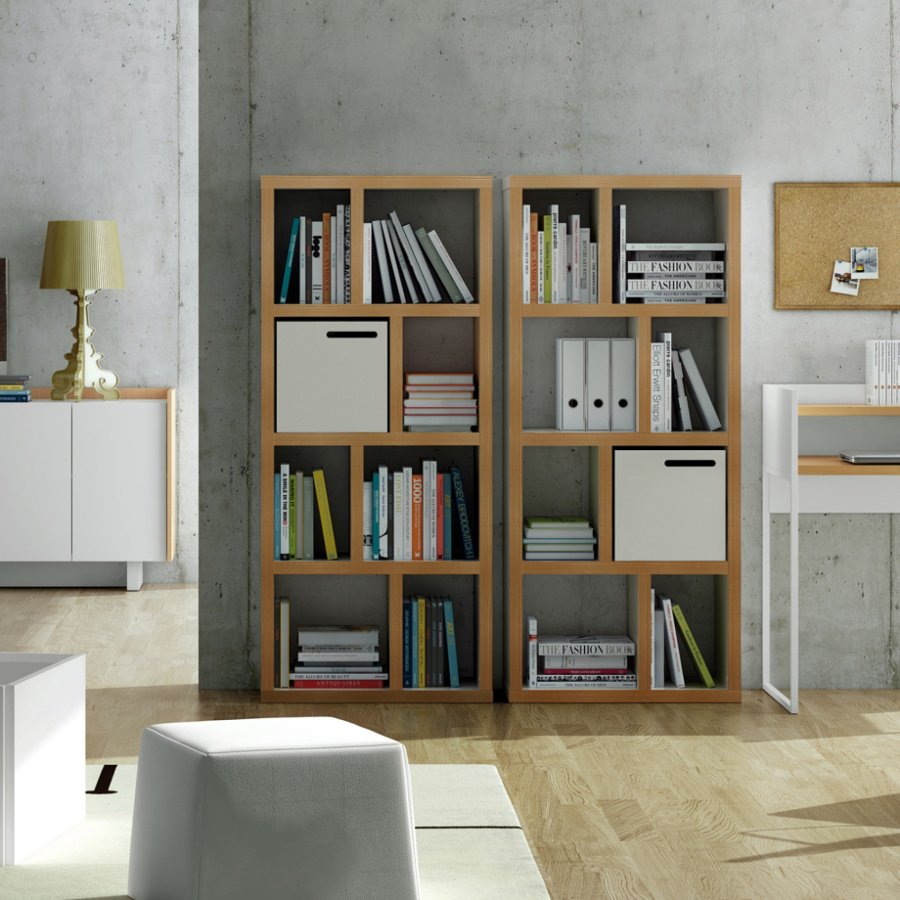 TEMAHOME Berlin Bokhylla 70 4L - Vit/Natur - 70x159 cm