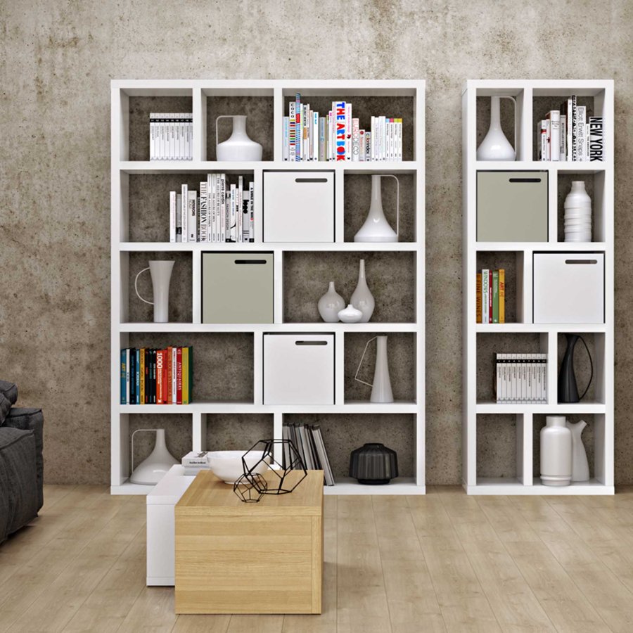 TEMAHOME Berlin Bokhylla - Vit, 5 niv�er, 70x34x198 cm