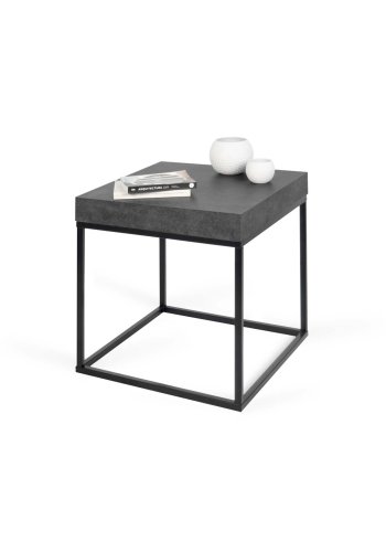 TEMAHOME Petra Sofabord - Beton-look og sort metal - 55x55 cm