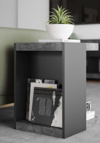 TEMAHOME Klaus Sidebord - Gr� beton-look/Sort - 38x45x55 cm