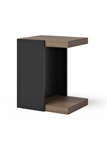 TEMAHOME Klaus Beistelltisch - Schwarz/Walnuss/Beton - 38x45x55 cm