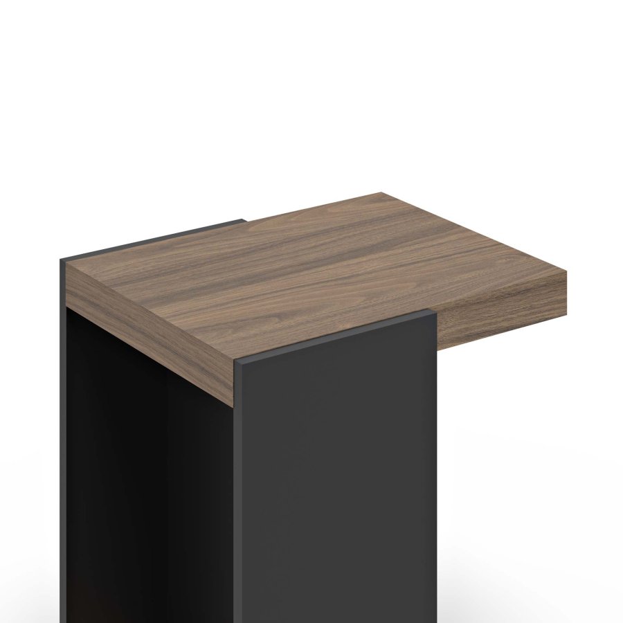 TEMAHOME Klaus Beistelltisch - Schwarz/Walnuss/Beton - 38x45x55 cm