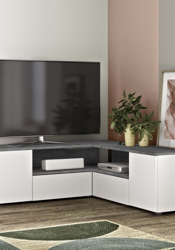 TEMAHOME Angle TV-bord - Hvid/Gr�/Natur, 130 cm