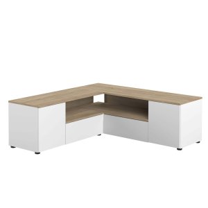 TEMAHOME Angle TV-bord - Hvid/Natur, 130 cm