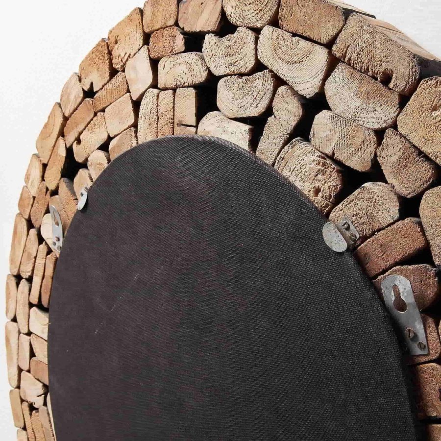 KAVE HOME Ellipse veggspeil - naturlig resirkulert tre og speilglass, rundt (80) 