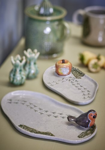 CREATIVE COLLECTION Bleak Serviertablett, Grau, Steingut (L22xH6xB14/L27xH6xB17 cm, 2er-Set)