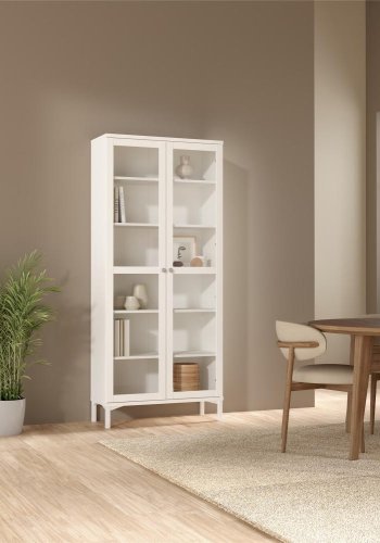 TVILUM Roma Porzellanschrank mit 2 Türen, weiß, 88,7 x 36,25 x 202,8 cm