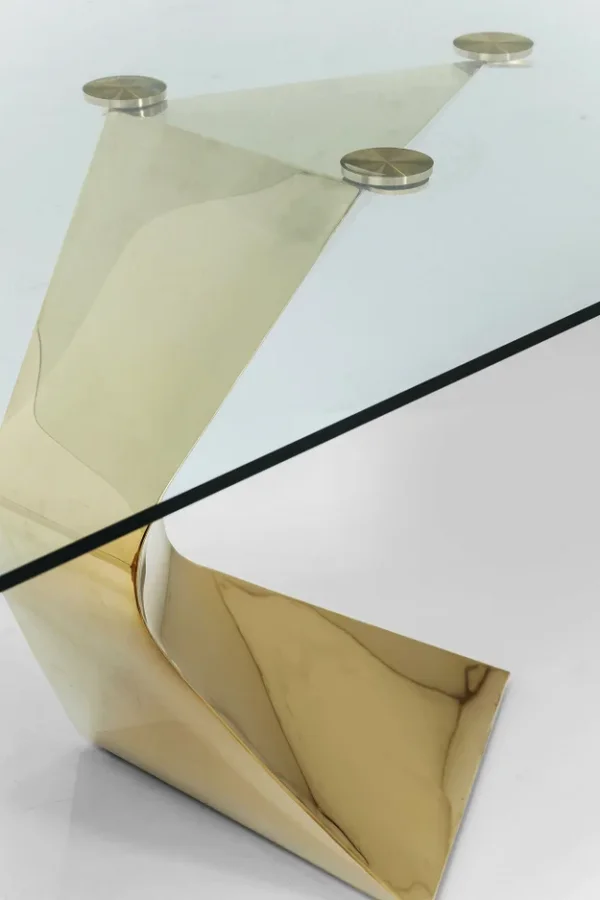 KARE DESIGN Gloria spisebord, rektangulrt - klart glass og gullstl (200x100)