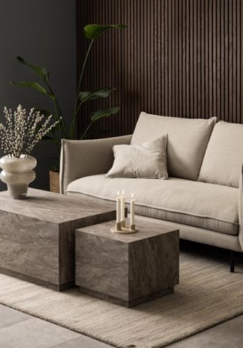 ACT NORDIC Dice soffbord, rektangulärt/fyrkantigt - grtt papper med River-marmormönster (set om 2)