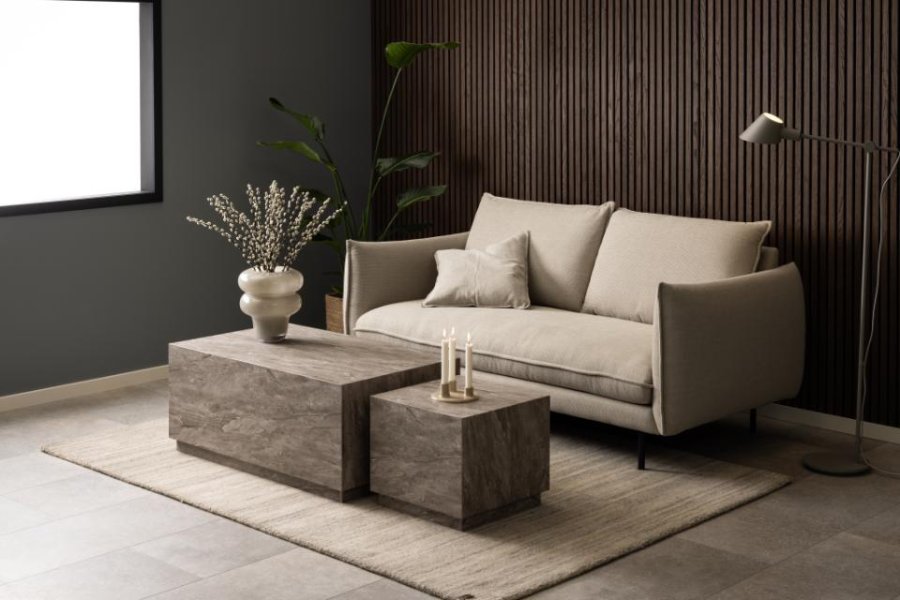 ACT NORDIC Dice soffbord, rektangulärt/fyrkantigt - grtt papper med River-marmormönster (set om 2)