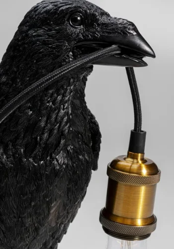 KARE DESIGN Animal Crow bordlampe - matt sort polyresin og kobber aluminium