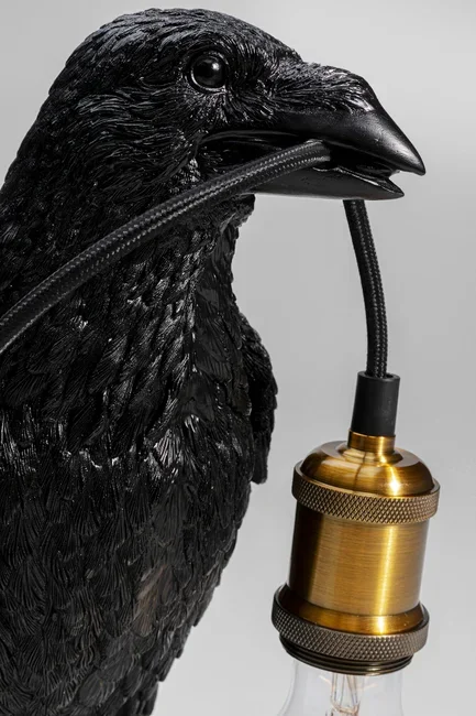 KARE DESIGN Animal Crow bordlampe - matt sort polyresin og kobber aluminium