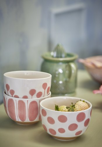 CREATIVE COLLECTION Linora Schüssel, Rosa, Steingut (D12,5xH8 cm, 3er-Set)