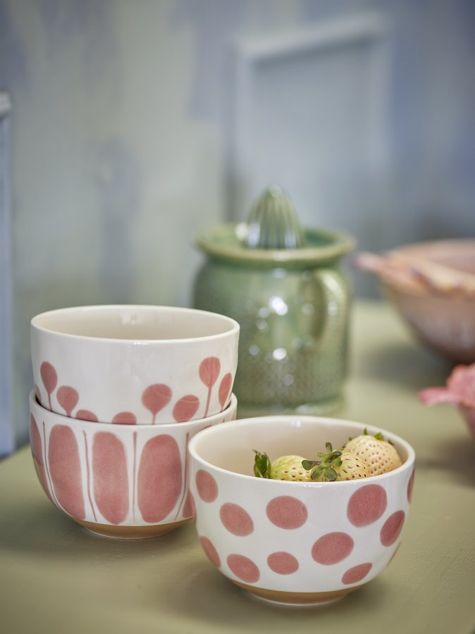 CREATIVE COLLECTION Linora Schüssel, Rosa, Steingut (D12,5xH8 cm, 3er-Set)