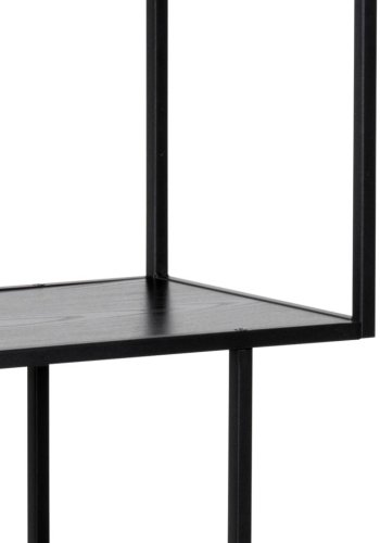 ACT NORDIC Seaford bogreol, m. 3 hylder - sort ask melamin og sort stl