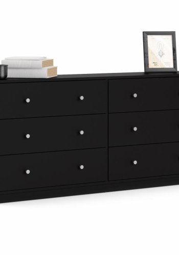 TVILUM May dobbelt kommode, m. 6 skuffer - sort folie og plastik