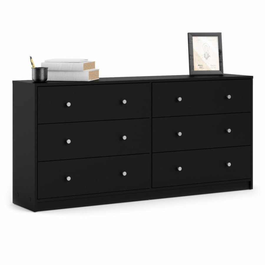 TVILUM May Doppelkommode mit 6 Schubladen - schwarze Folie und Kunststoff