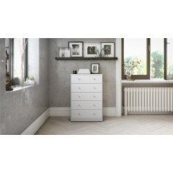 May kommode - hvid, m. 5 skuffer