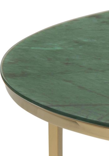 ACT NORDIC rund Alisma sofabord - glas m. grn marmor print og guld metal (:80)