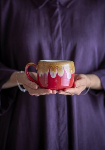 BLOOMINGVILLE Sheen Becher, Rot, Steingut (D10,5xH8 cm, 4er-Set)