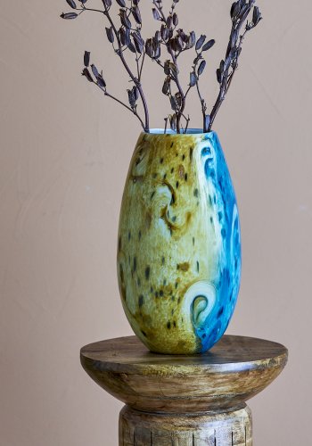 CREATIVE COLLECTION Kalian Vase, Blau, Glas